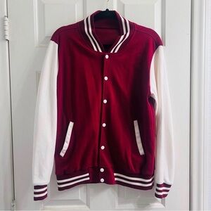 Burgundy Maroon and White Varsity Jacket